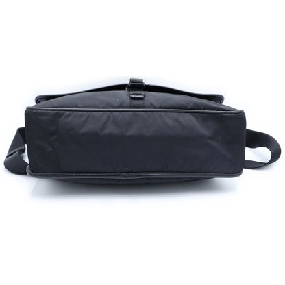 Prada Side Triangle Logo Plate Nylon Shoulder Bag Black — view 5