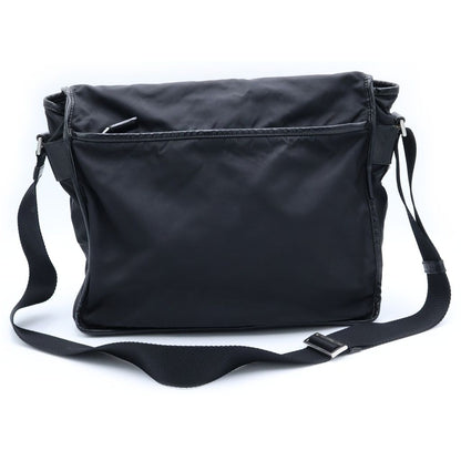Prada Side Triangle Logo Plate Nylon Shoulder Bag Black — view 2