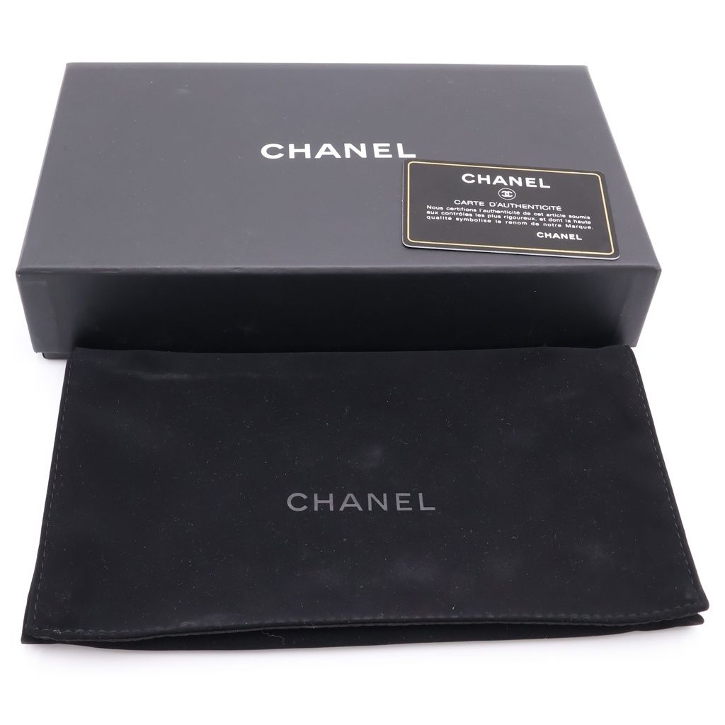 Chanel Quilted Zip Around Wallet Card Case Black Caviar Leather Silver — view 6