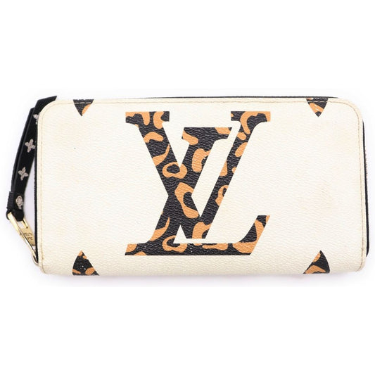 Louis Vuitton Jungle Zippy Wallet Card Case White Yellow Zebra Pattern Gold