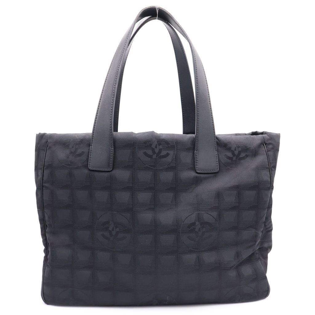 Chanel New Travel Line Tote Black Nylon Leather