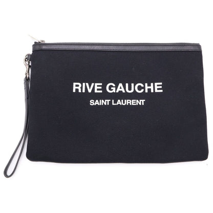 Saint Laurent Paris Clutch Canvas Fabric Black