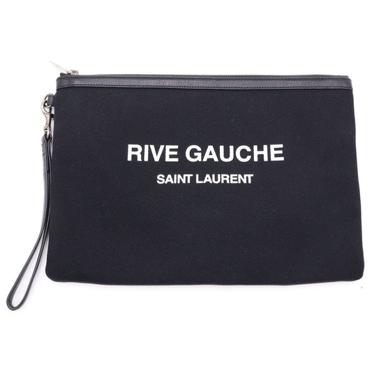 Saint Laurent Paris Clutch Canvas Fabric Black