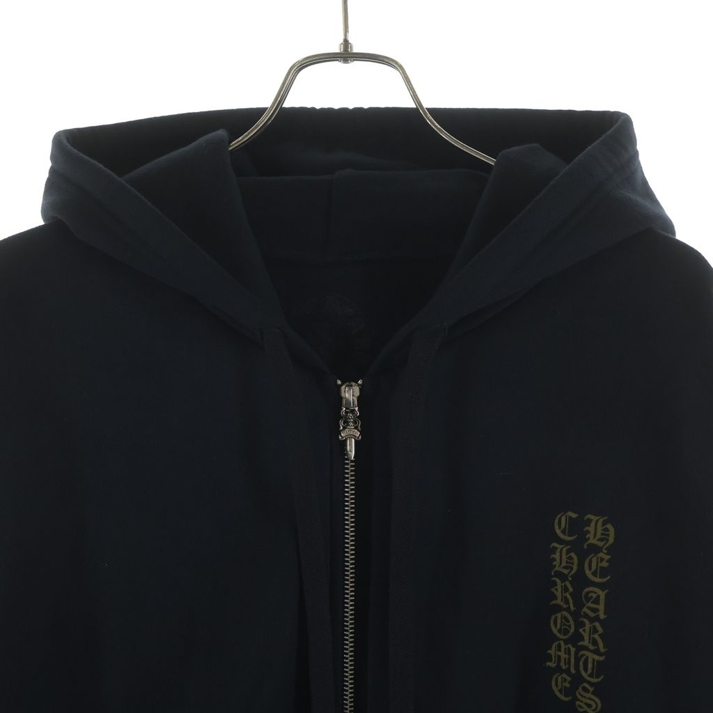 Chrome Hearts Vertical Logo Zip Up Hoodie Black — view 3