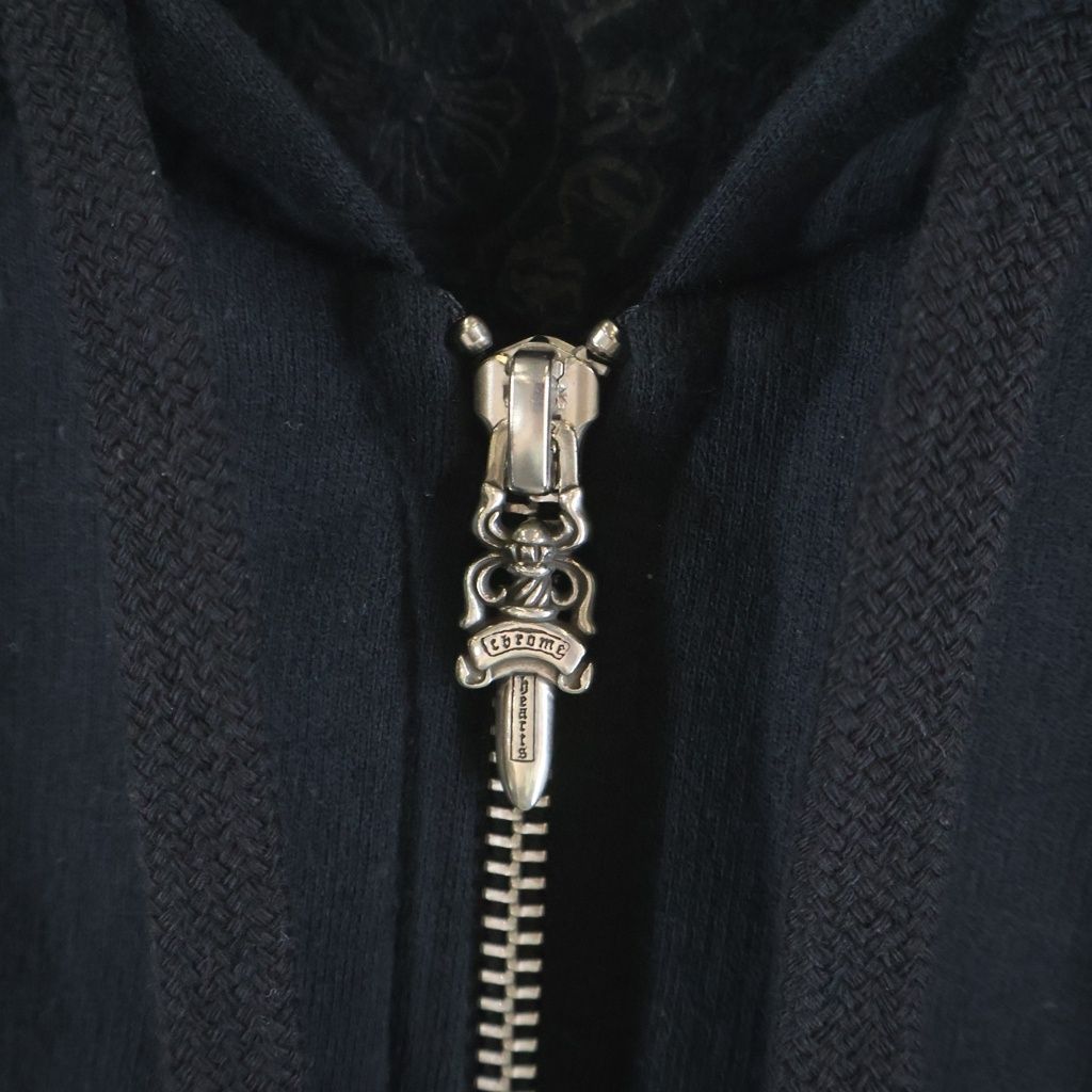 Chrome Hearts Vertical Logo Zip Up Hoodie Black — view 5