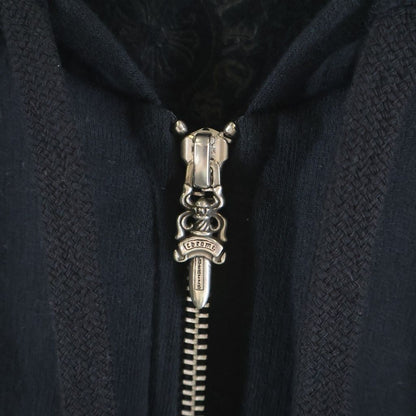 Chrome Hearts Vertical Logo Zip Up Hoodie Black — view 5