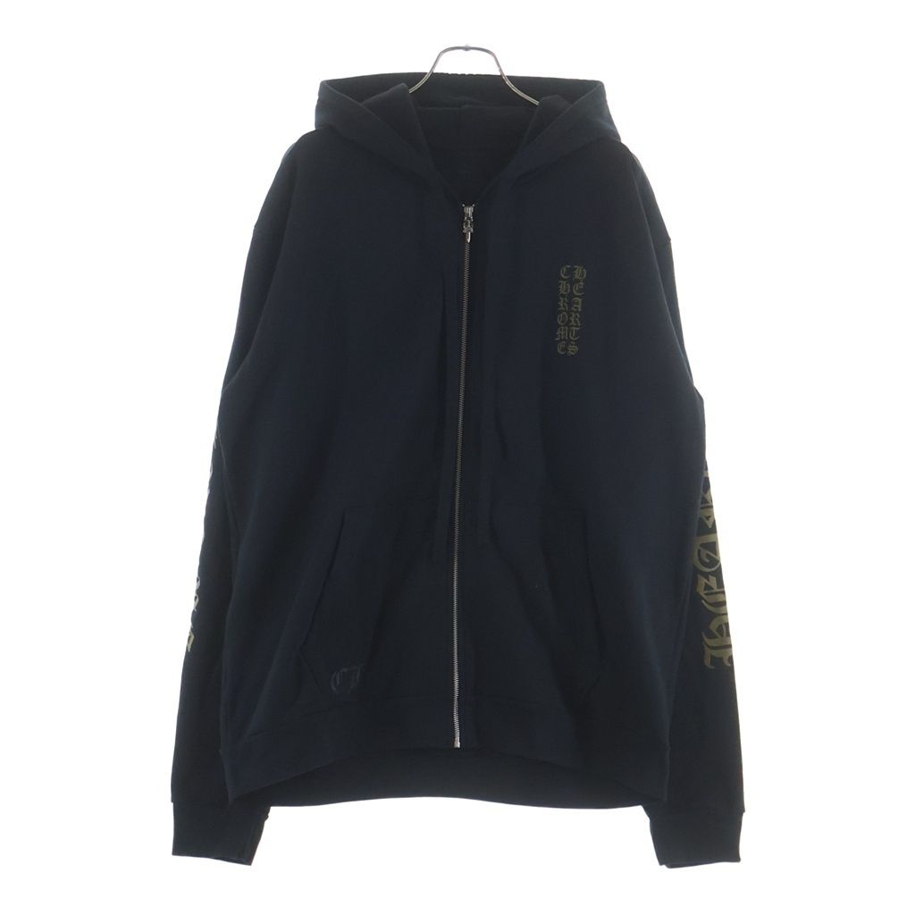 Chrome Hearts Vertical Logo Zip Up Hoodie Black