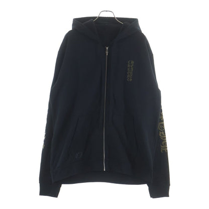 Chrome Hearts Vertical Logo Zip Up Hoodie Black