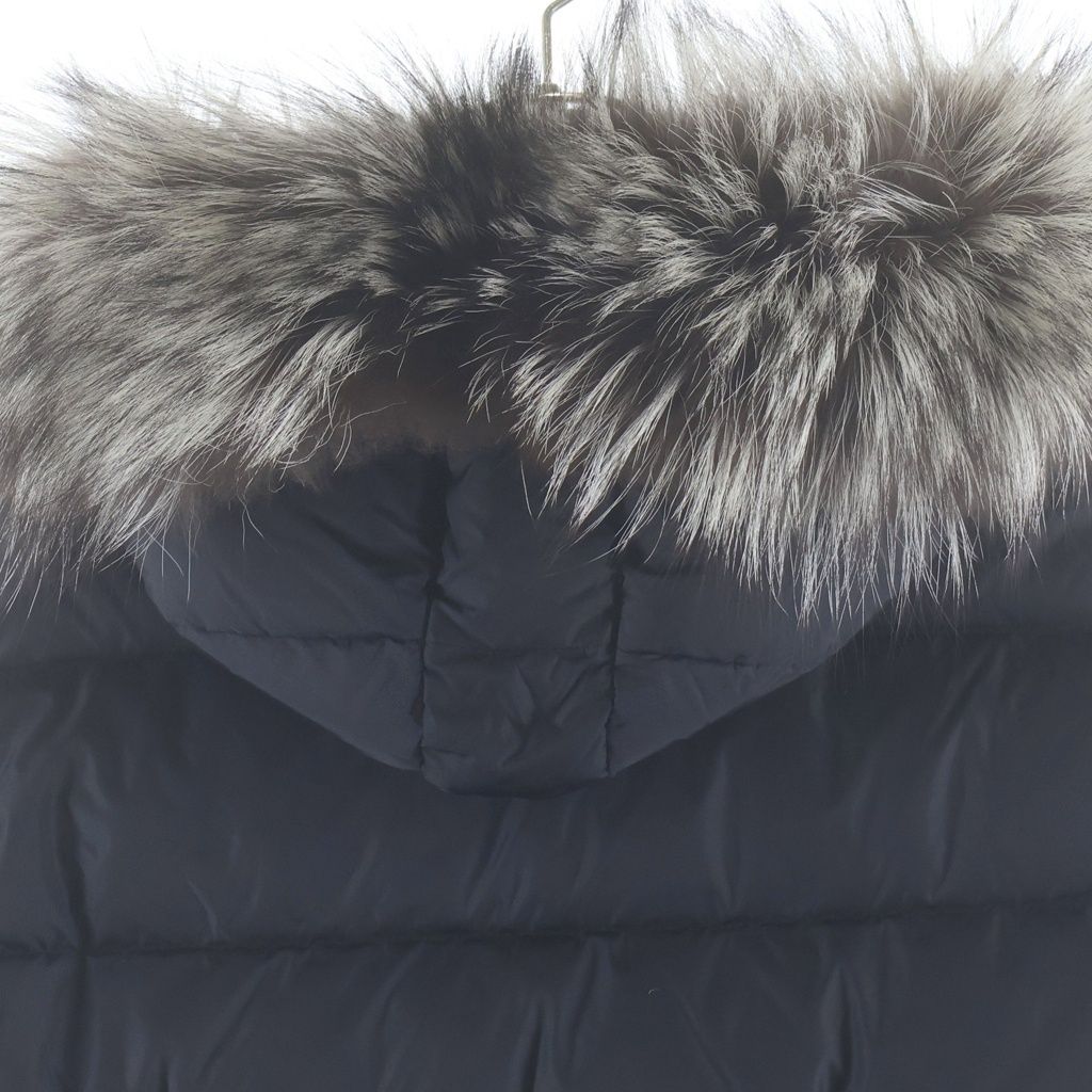 Moncler Aphroti Afroti Furred Down Jacket Long Coat Black — view 4