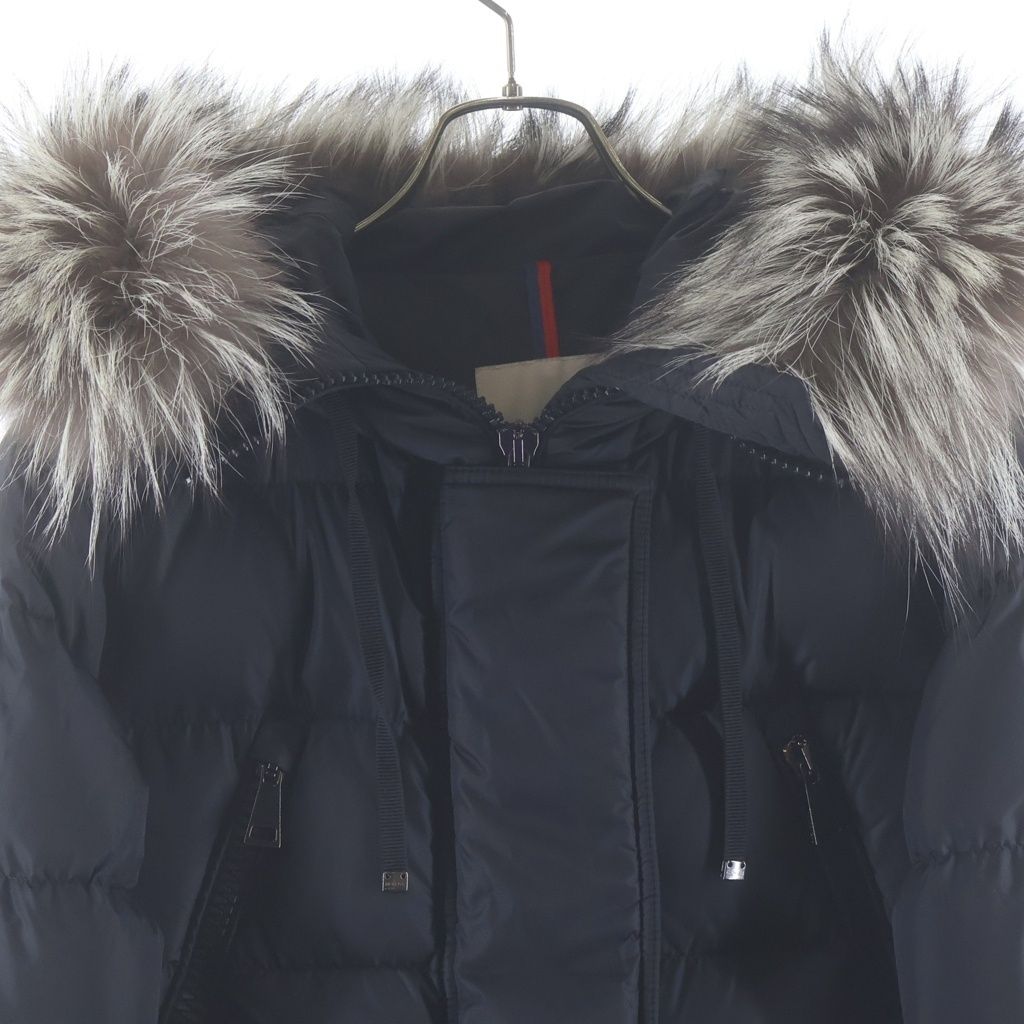 Moncler Aphroti Afroti Furred Down Jacket Long Coat Black — view 3