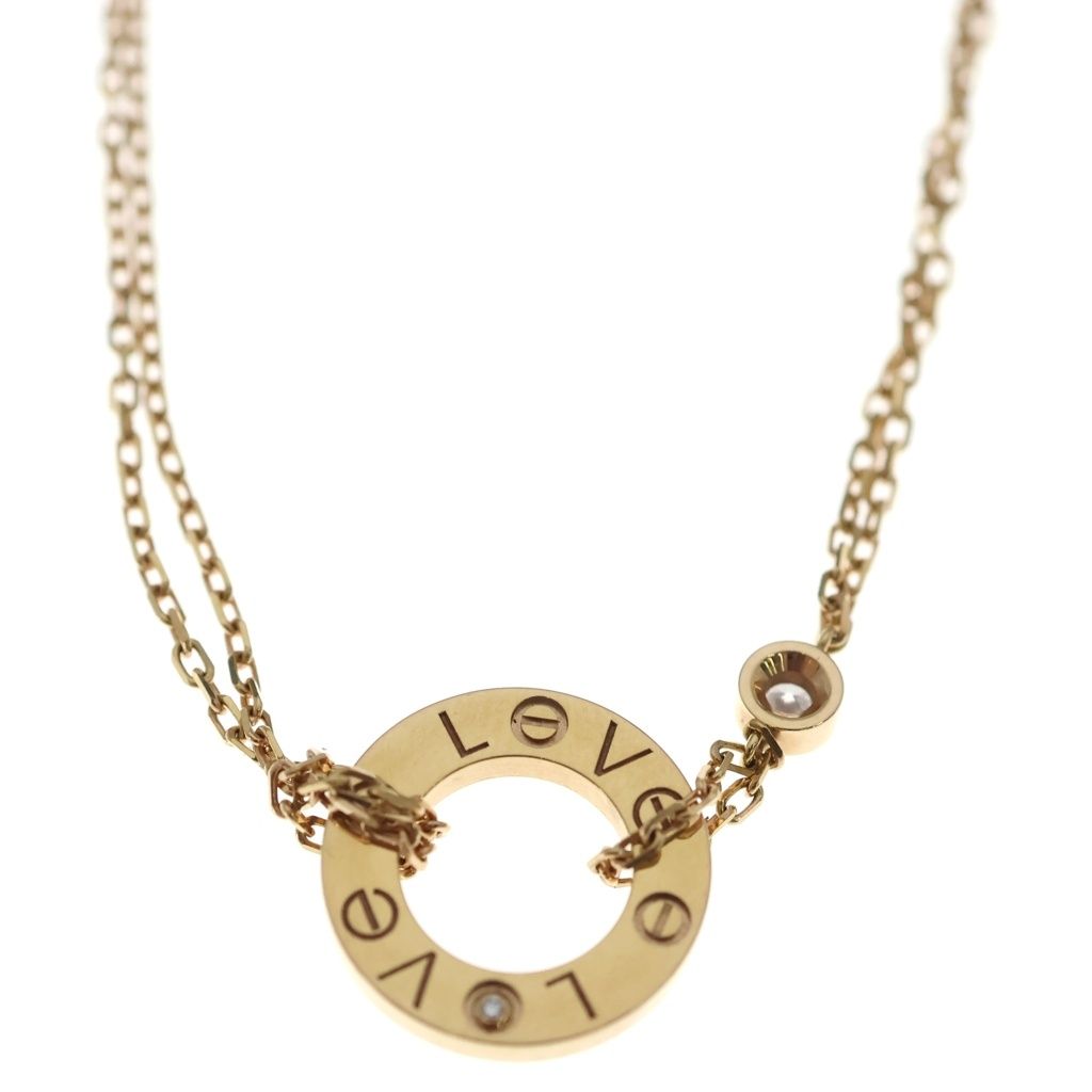 Cartier Love Circle Necklace Pendant Chain Diamond Gold — view 3