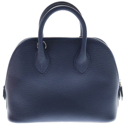 Hermes Bolide Mini Navy Chevre 2-Way Shoulder Bag Silver