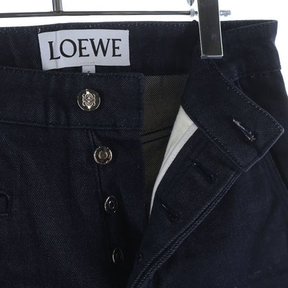 Loewe Leather Logo Patch Button Fly Fisherman Denim Pants Indigo — view 5
