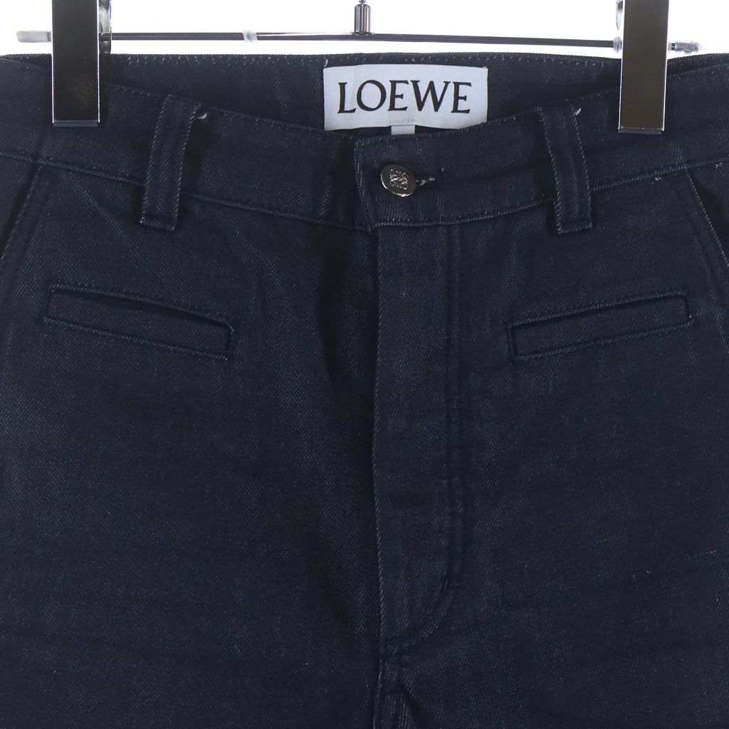 Loewe Leather Logo Patch Button Fly Fisherman Denim Pants Indigo — view 3