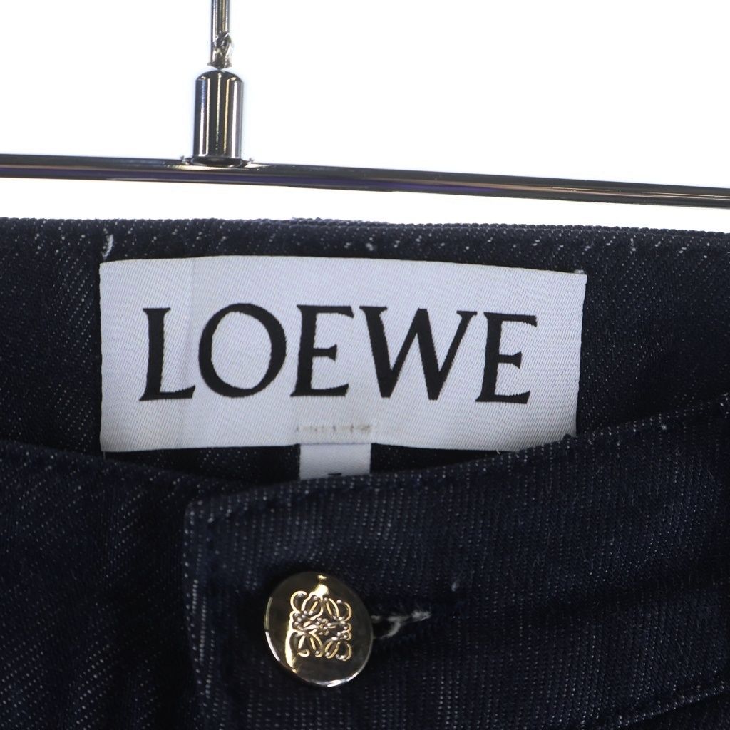 Loewe Leather Logo Patch Button Fly Fisherman Denim Pants Indigo — view 6