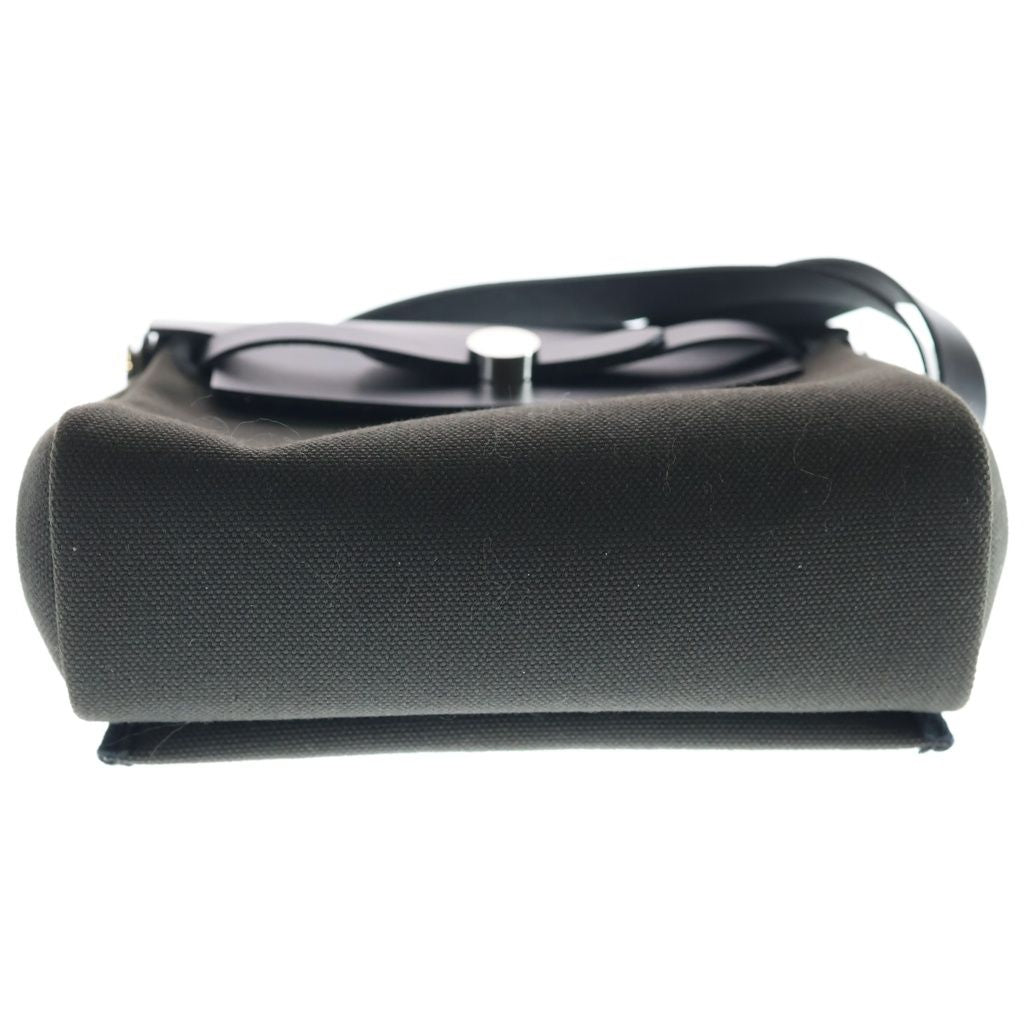 Hermes Herbag Zip Mini Toile Military Vache Hunter Leather Shoulder Bag Silver — view 4
