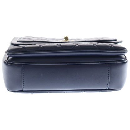Chanel Quilted Lambskin Leather Chain Shoulder Bag Navy Gold — view 4