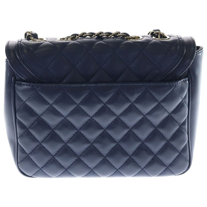 Chanel Quilted Lambskin Leather Chain Shoulder Bag Navy Gold — view 2
