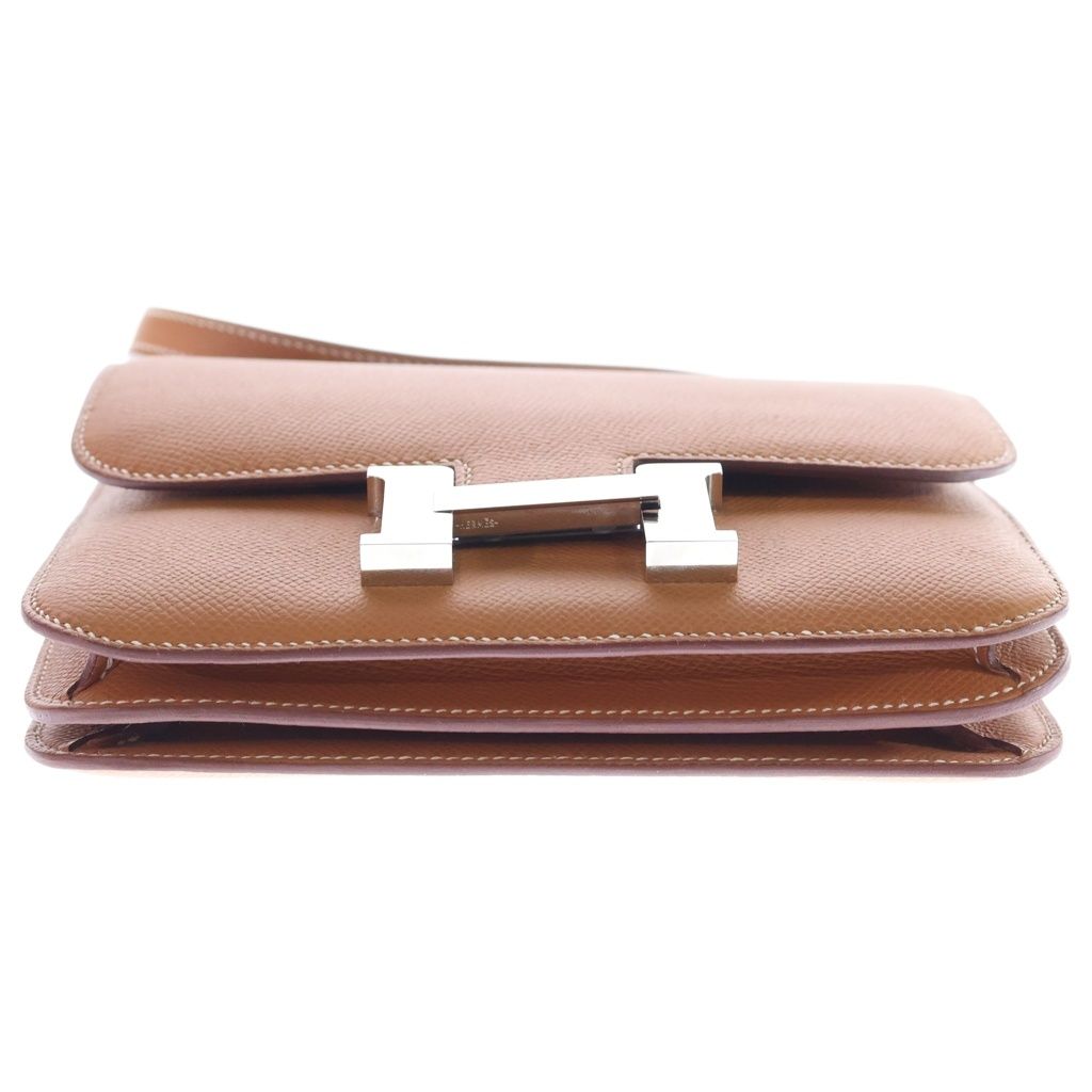 Hermes Constance Mini Logo Gold Epsom Leather Shoulder Bag Silver Brown — view 4