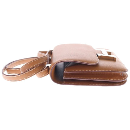 Hermes Constance Mini Logo Gold Epsom Leather Shoulder Bag Silver Brown — view 3
