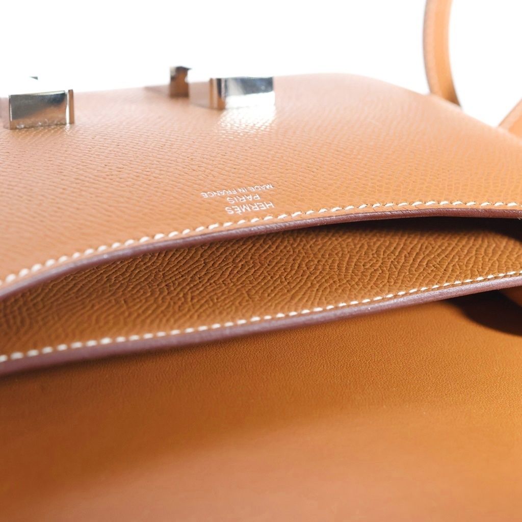 Hermes Constance Mini Logo Gold Epsom Leather Shoulder Bag Silver Brown — view 5