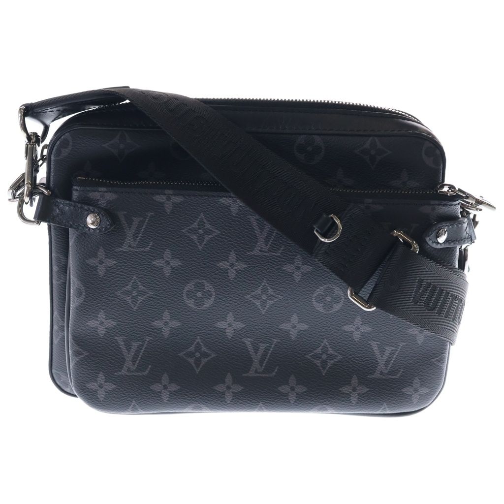 Louis Vuitton Trio Messenger Monogram Eclipse Shoulder Bag Pouch Black Gray