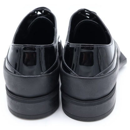 Prada Square Toe Rubber Sole Leather Derby Shoes Black — view 3