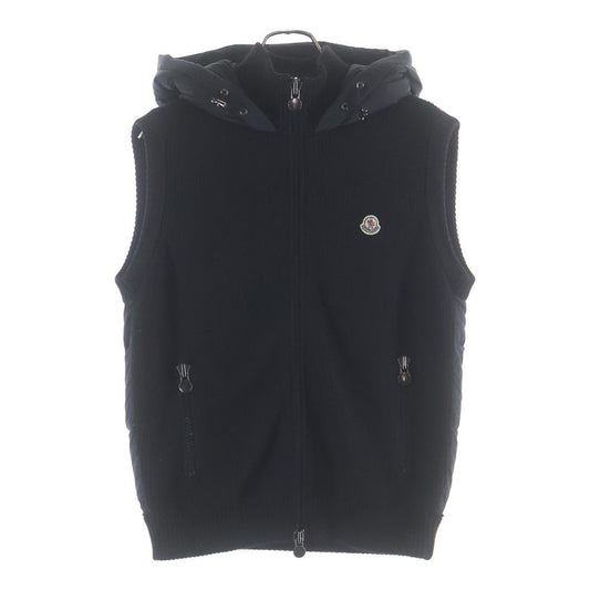 Moncler Maglione Tricot Gilet Front Logo Patch Knit Nylon Zip Up Jacket Vest