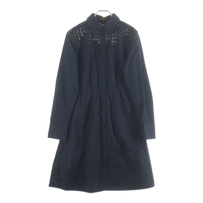 Louis Vuitton Cutout Embroidery Long Sleeve Shirt Dress Black Qhj