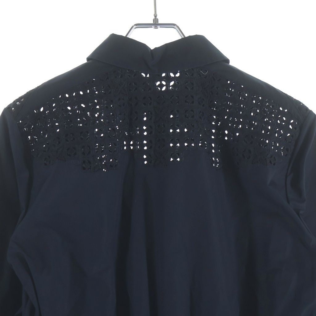 Louis Vuitton Cutout Embroidery Long Sleeve Shirt Dress Black Qhj — view 4