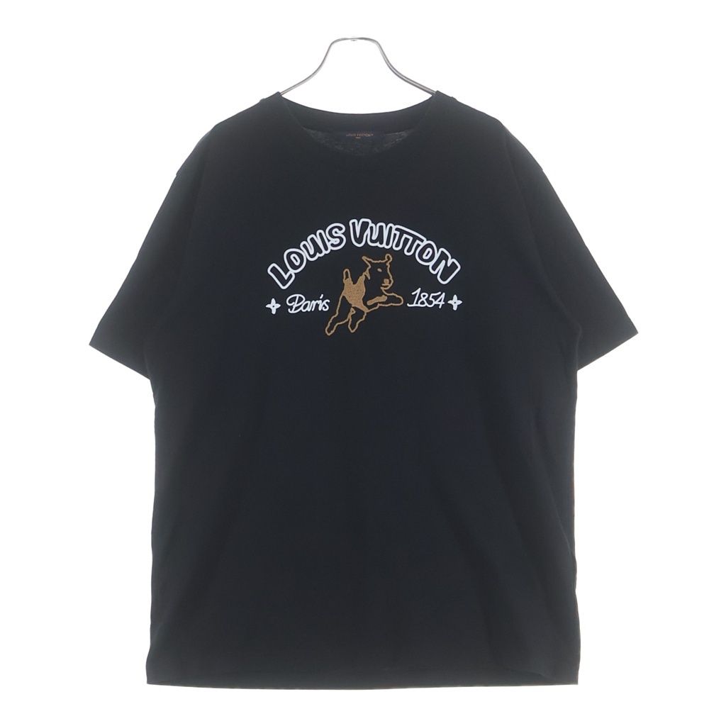 Louis Vuitton Jumping Dog Embroidered T-Shirt Dog Embroidery Black MM