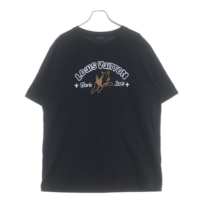 Louis Vuitton Jumping Dog Embroidered T-Shirt Dog Embroidery Black MM