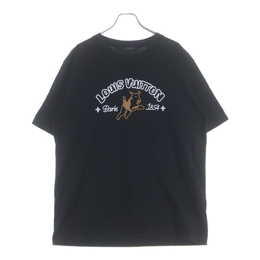 Louis Vuitton Jumping Dog Embroidered T-Shirt Dog Embroidery Black MM