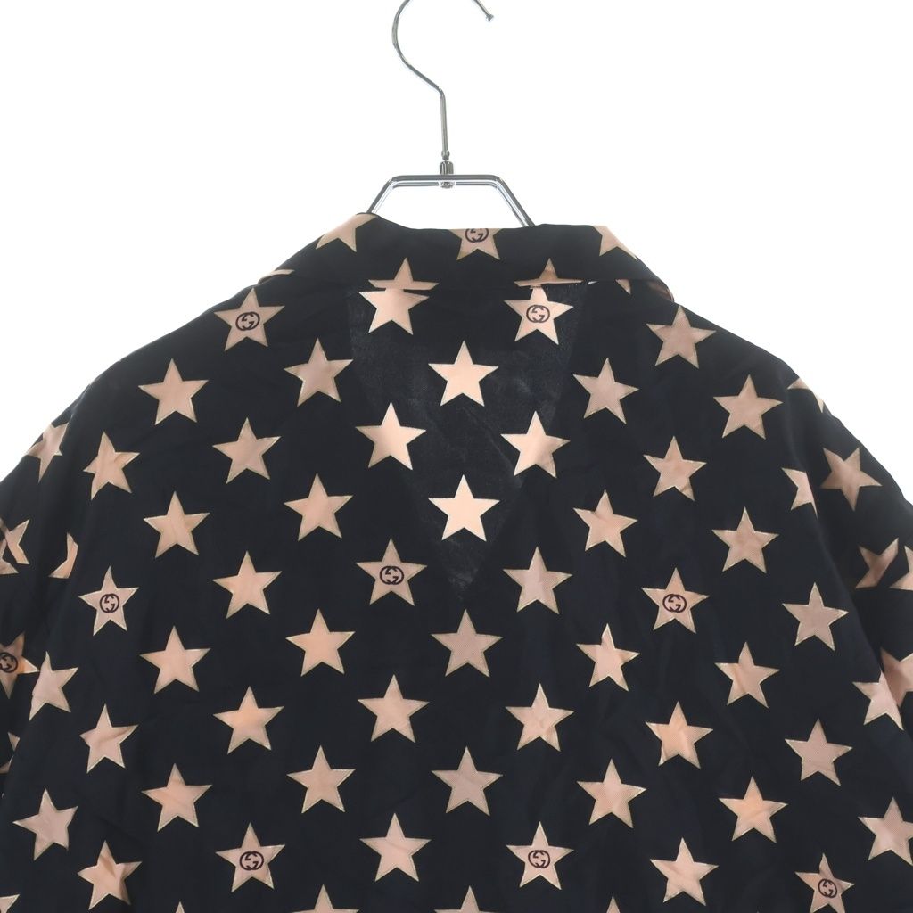 Gucci Interlocking Star All Over Print Silk Short Sleeve Open Collar Shirt — view 4