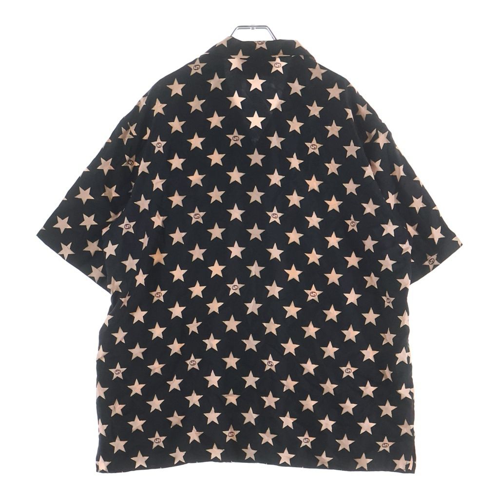 Gucci Interlocking Star All Over Print Silk Short Sleeve Open Collar Shirt — view 2