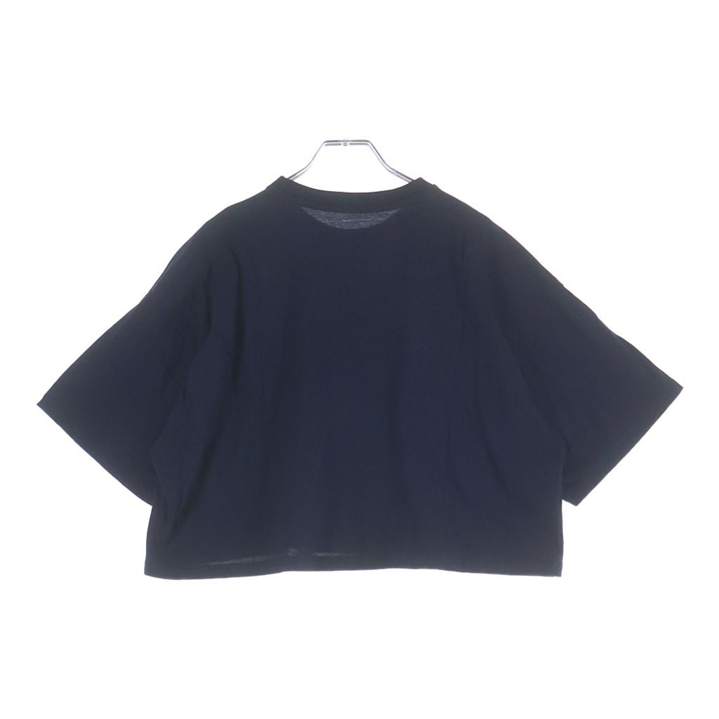 Miu Miu Cropped Jersey T-Shirt Short Sleeve Top Navy — view 2