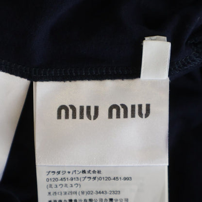 Miu Miu Cropped Jersey T-Shirt Short Sleeve Top Navy — view 6