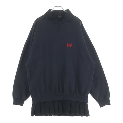 Balenciaga BB Logo Embroidery Shirt Collar Pleated Skirt Pullover Sweatshirt