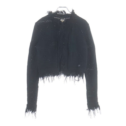 Chanel Camellia Button Cotton Knit Cardigan Black