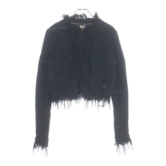 Chanel Camellia Button Cotton Knit Cardigan Black