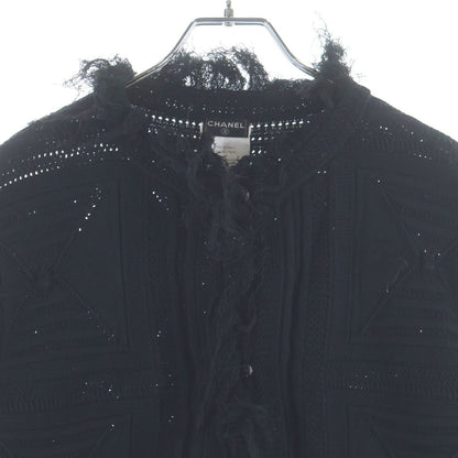 Chanel Camellia Button Cotton Knit Cardigan Black — view 3