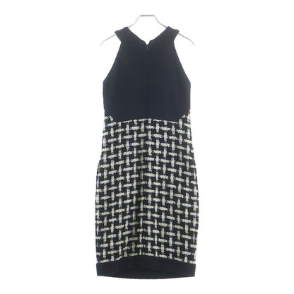 Chanel Tweed Check Allover Sleeveless Dress Black White