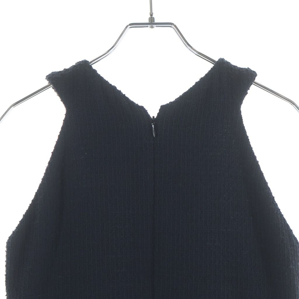 Chanel Tweed Check Allover Sleeveless Dress Black White — view 3
