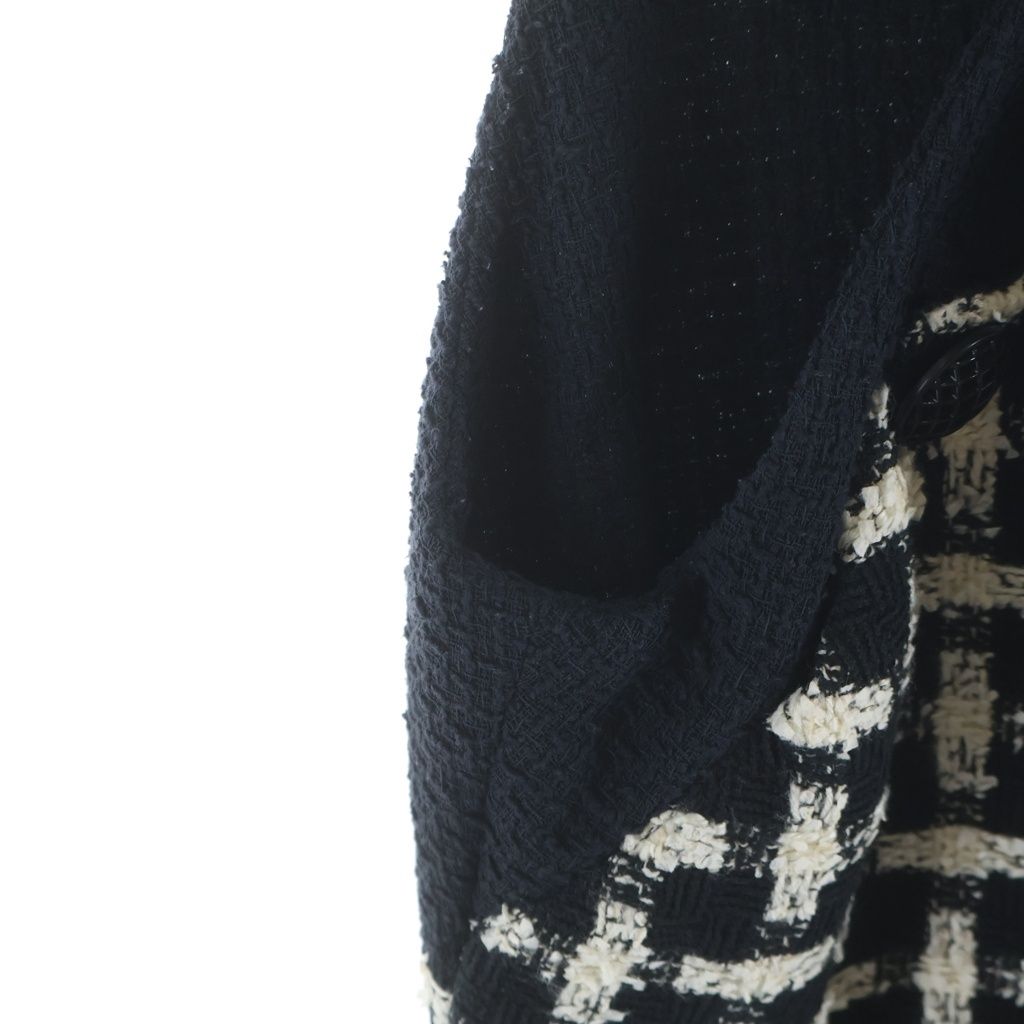 Chanel Tweed Check Allover Sleeveless Dress Black White — view 6