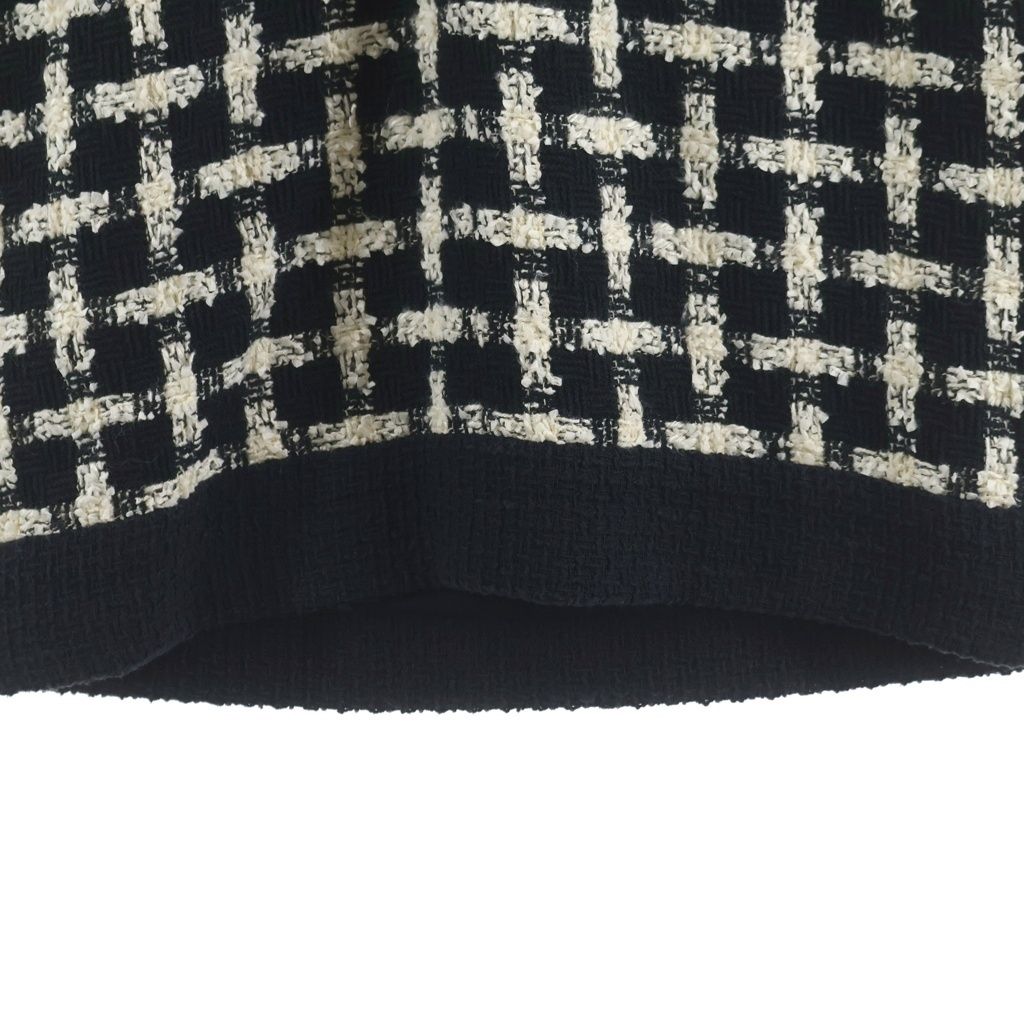 Chanel Tweed Check Allover Sleeveless Dress Black White — view 5