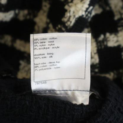 Chanel Tweed Check Allover Sleeveless Dress Black White — view 8