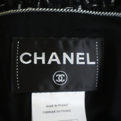 Chanel Logo Tweed Gripoix Button Double Breasted Jacket Black — view 7