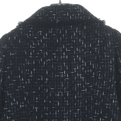 Chanel Logo Tweed Gripoix Button Double Breasted Jacket Black — view 4