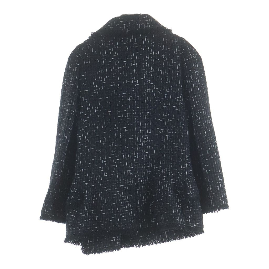 Chanel Logo Tweed Gripoix Button Double Breasted Jacket Black — view 2