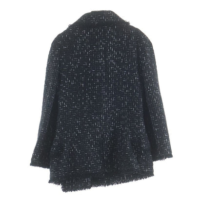 Chanel Logo Tweed Gripoix Button Double Breasted Jacket Black — view 2